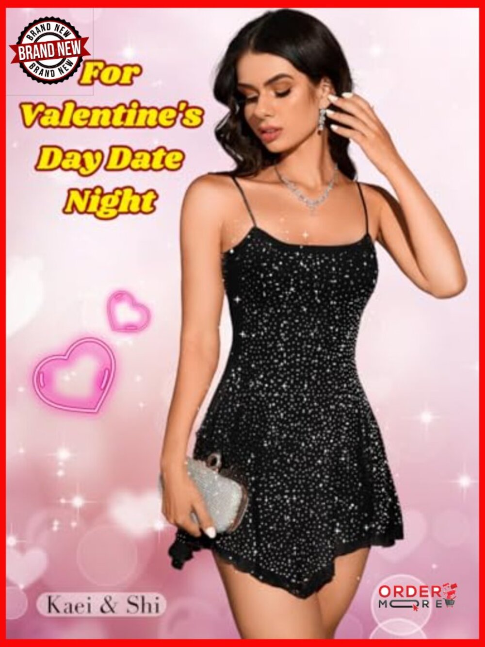 Sheer Mesh Mini Dress with Rhinestones for Night Out Party - Picture 6 of 7